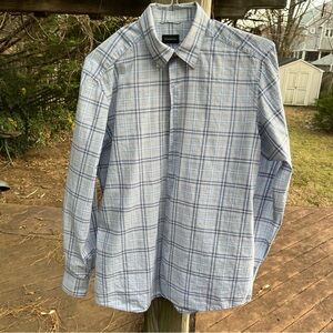 RECENT! Ermenegildo Zegna L/S Shirt L Blue/Gray Plaid THIN Lightweight Cotton